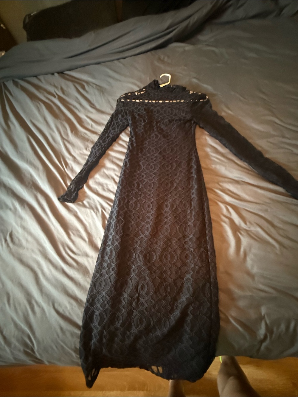 Rachel Black Lace Long-Sleeve Maxi Dress